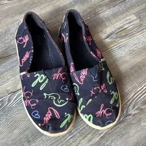 Toms size 1 Electric Love Glow in the dark Navy Slip-On Shoes